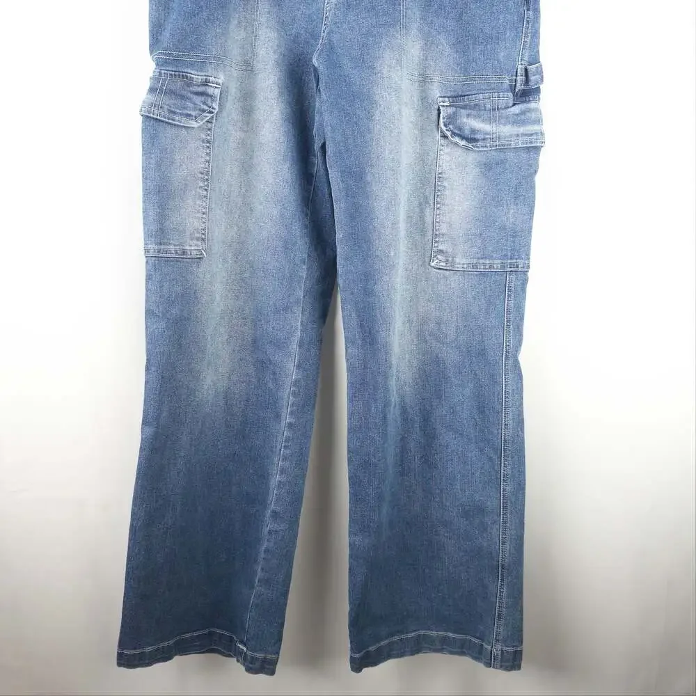 True Religion Brand Jeans Cargo Straight Leg Blue Denim Pants Size 31